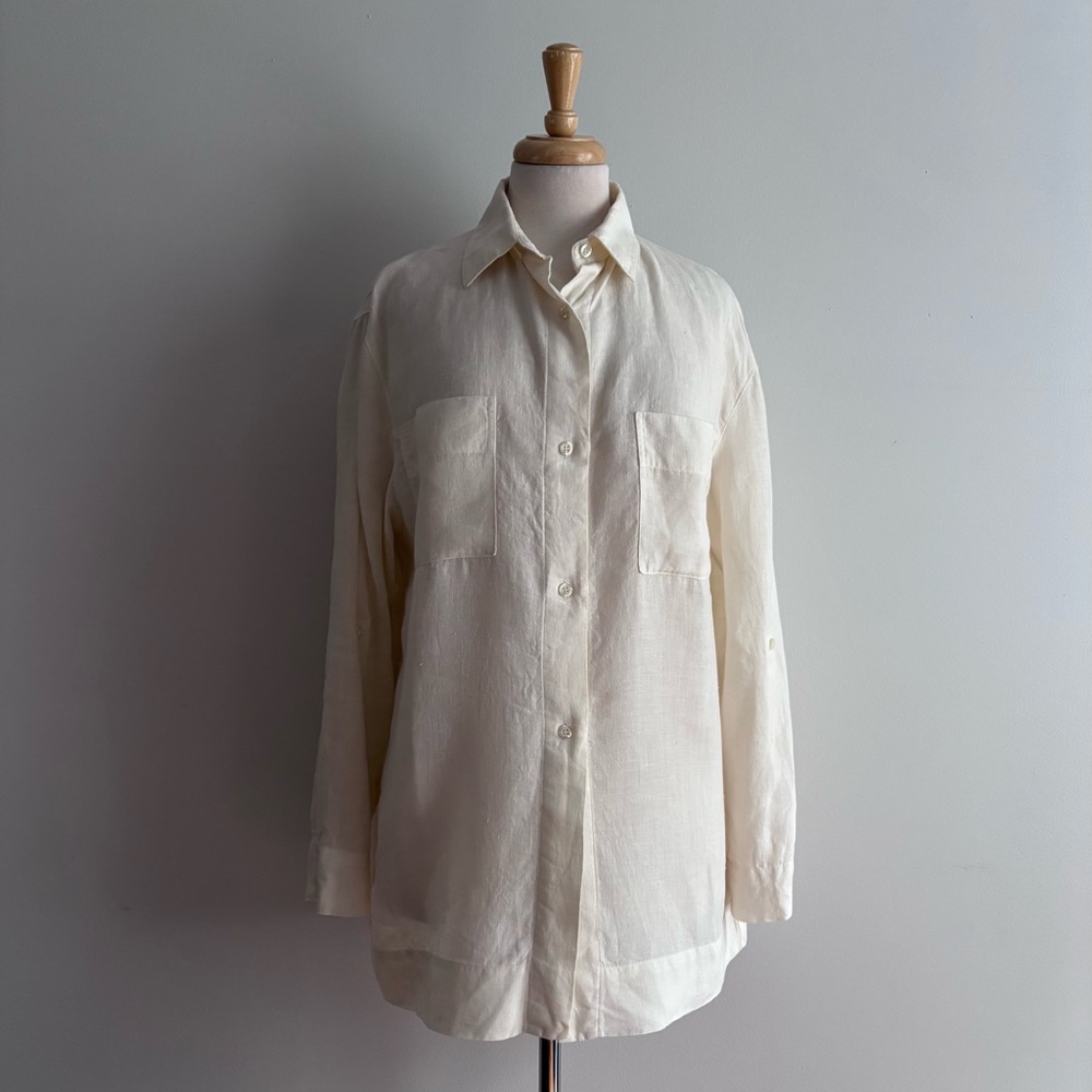 LISA CAMPIONE Linen Button Down Shirt L